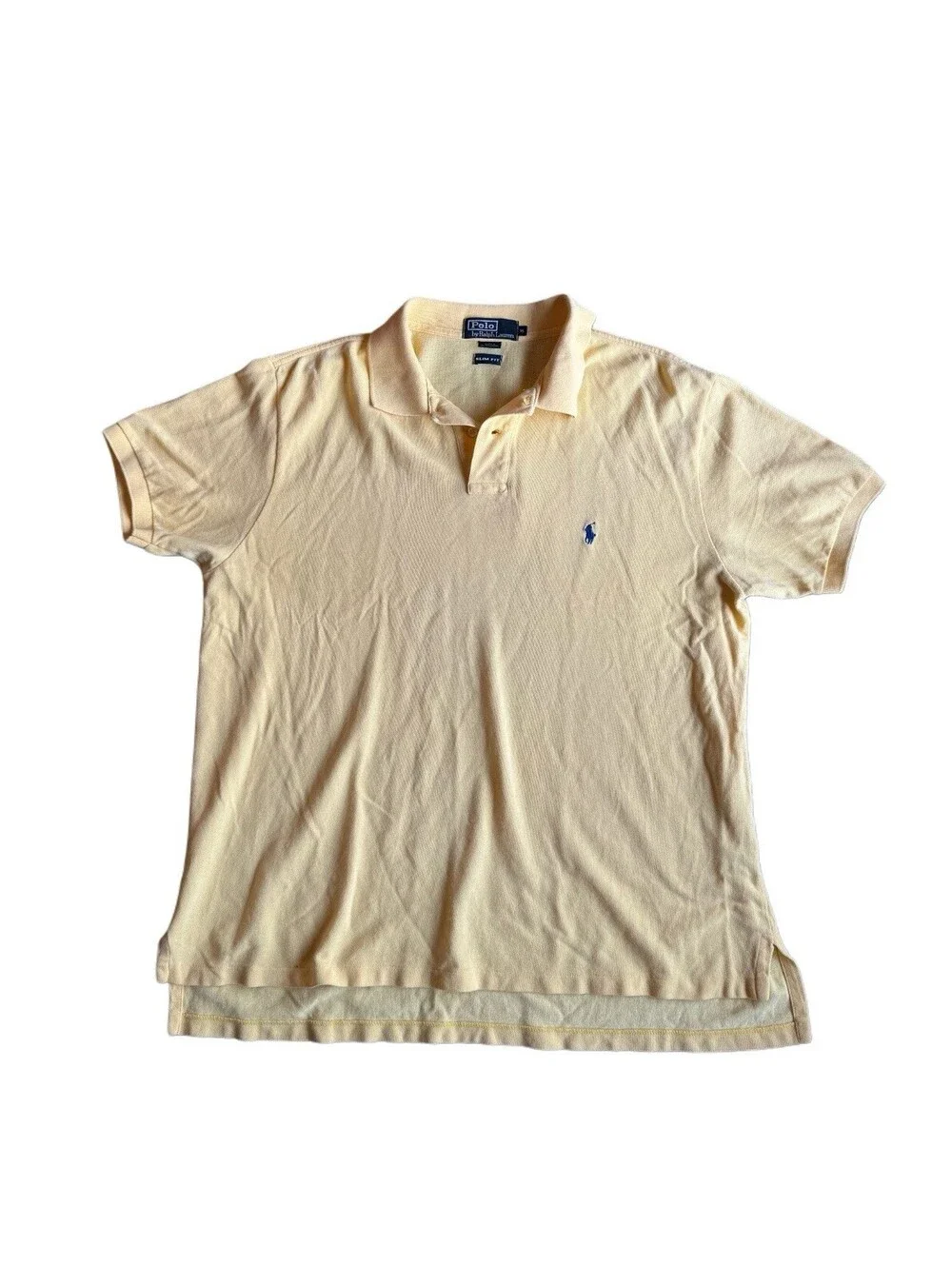Polo Ralph Lauren Slim Fit Polo Shirt Men’s XL Yellow Blue Pony Logo
